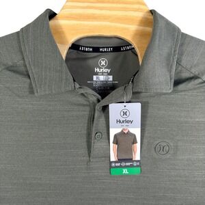 NWT Hurley Mens XL Green‎ Heathered Short Sleeve Performance Polo Shirt UPF 30+